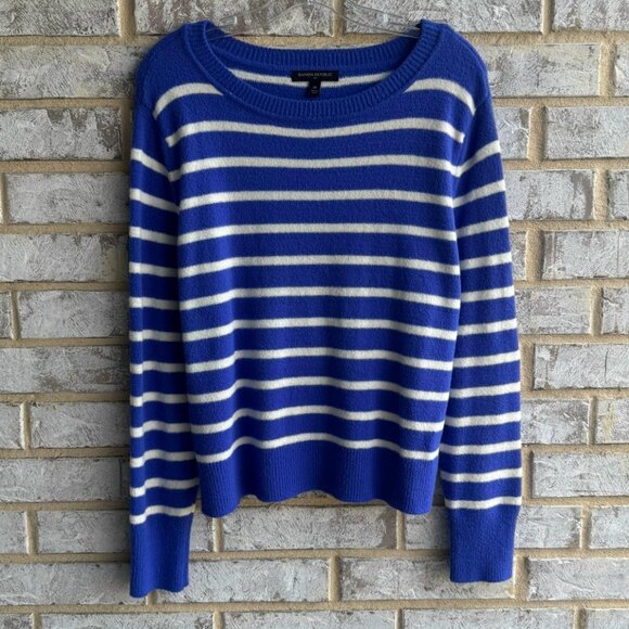 Banana Republic Long Sleeve Crew Neck Blue/White Striped Sweater Women's Size M - Picture 1 of 8